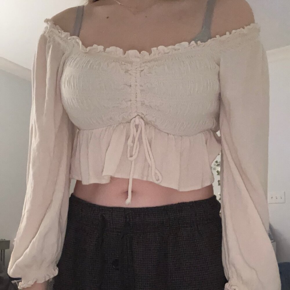 Cotton Candy LA Cream Baggy Long-Sleeve Blouse